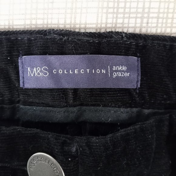 Marks & Spencer Collection Ankle Grazer Corduroy Pants Women's USA Size 6 Black - Picture 7 of 12